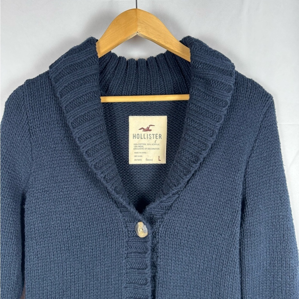 Hollister Boys Navy Cardigan NWT VTG Shawl Collar Holiday Party Grandpa Y2K Lg - Picture 6 of 11